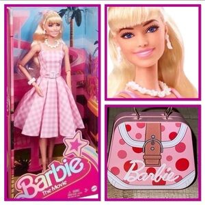 Barbie The Movie Pink Plaid Dress Barbie Doll w/Tin Box